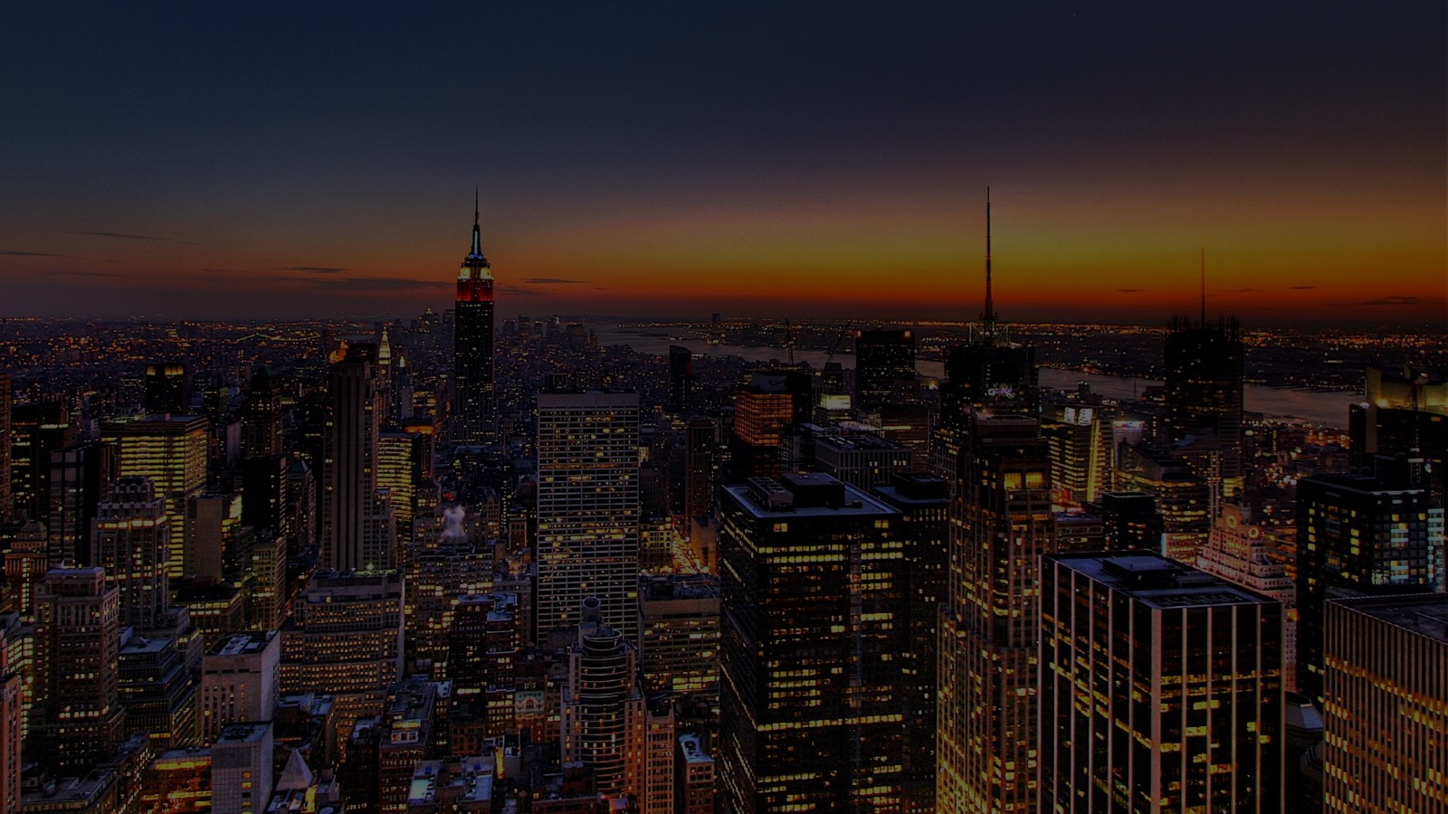 Manhattan skyline at dusk, New York City
